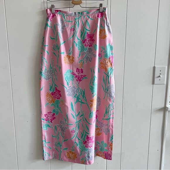 Lilly Pulitzer Vintage White Label 100% Silk Floral Maxi Skirt - Picture 11 of 11